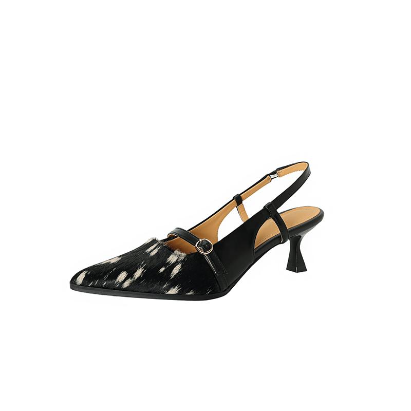Fashion New Summer Sandals Cover Toe Sandals for Women Horsehair Sandals Fashion Leopard Print Pointed Toe High Heels Office Women Shoes