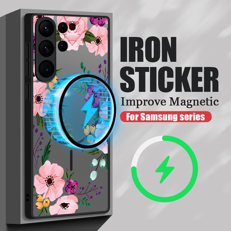 Highend Luxury Quality Flowers Print Magnetic Case For Samsung Galaxy S25 S24 S22 S23 Ultra S22 Plus S21 S20 S24 FE For Magsafe Matte Hard Cover