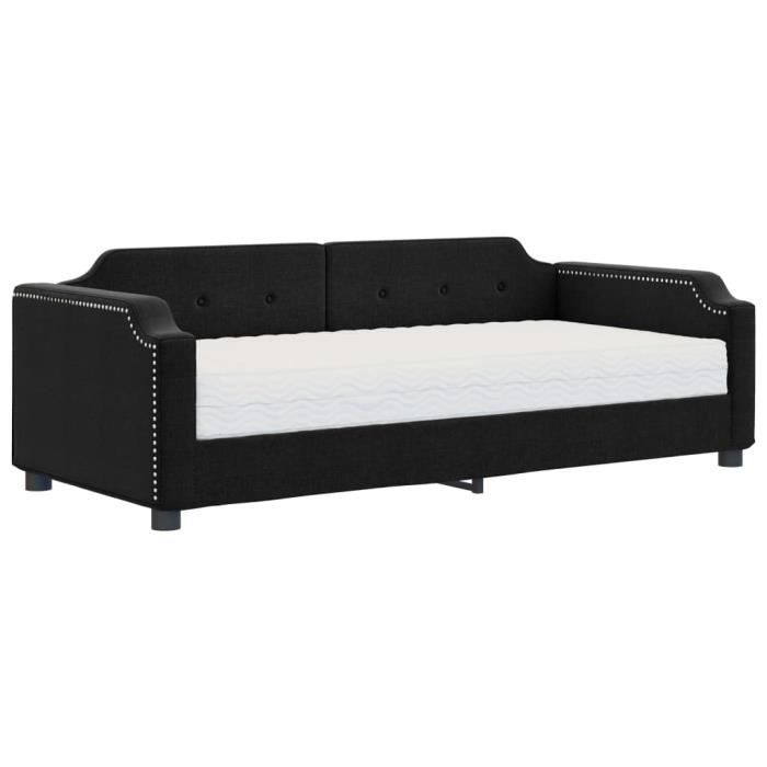 VidaXL Lit de jour avec matelas noir 100x200 cm tissu 3197623