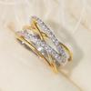 Creative Geometric Line Twisted Two Tone Ringwomen'S Luxury Delicate Setting Sparkling Zirconia Ring Daily Party Jewellery Gifts