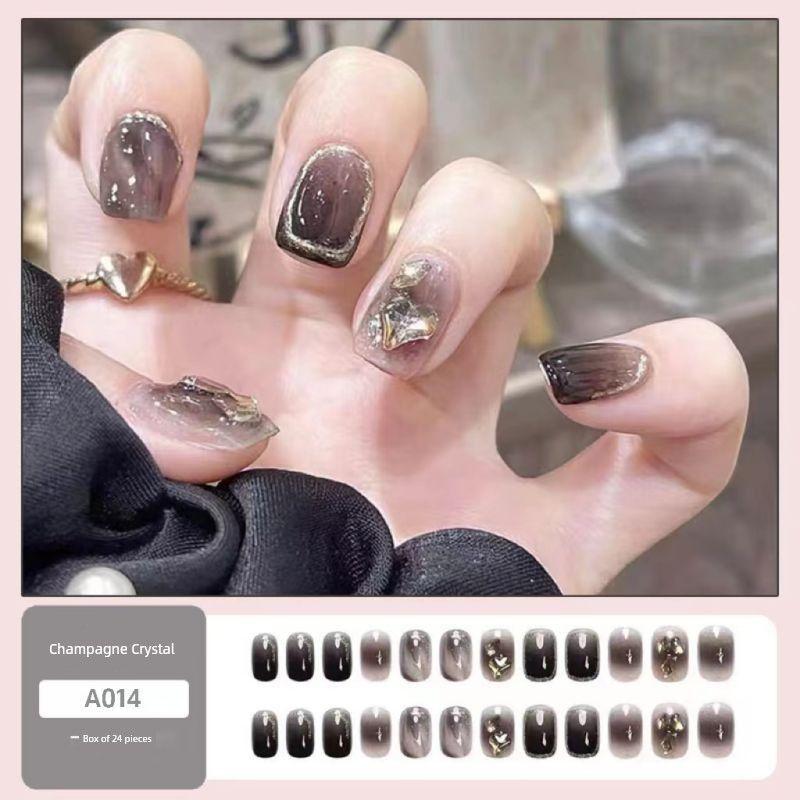 

Old Brand Domestic Goods Wear Nail Extension Nail Short Nail Handmade Nail Beauty Nail Patch Finished Product Makeup Tools Get Eyebrow Pencil Free Champagne Crystal Wear Armor