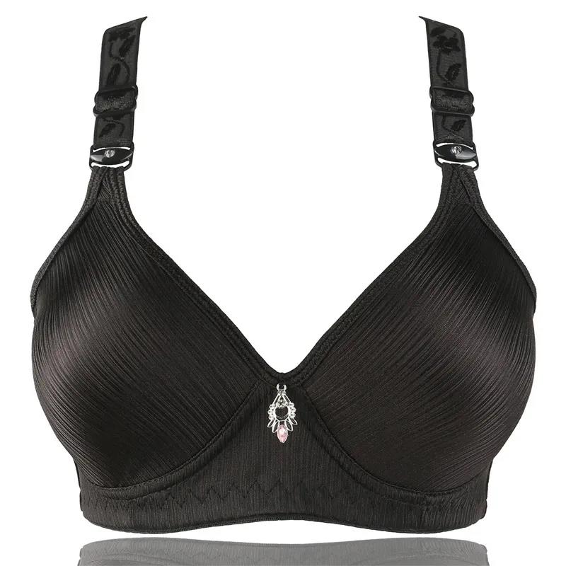 Sutiã push-up fino de algodão brilhante escovado, tamanho grande, sem anel de aço, sem costura, roupa íntima feminina