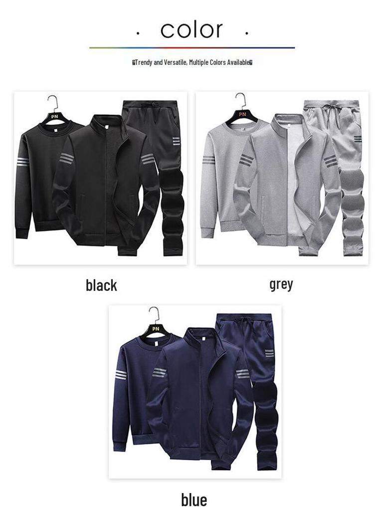 Men's Spring/Autumn Three-Piece Running Suit: Cardigan & Long Pants for Middle-Aged & Elderly Casual Wear