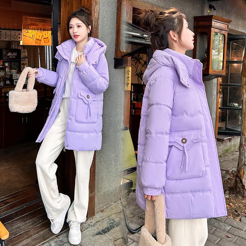 Medium and long hooded down cotton-padded clothes for women's years, new winter loose cotton-padded jackets, thickened warm jackets