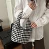 Fashion Red Plaid Tote Bag Large Capacity Shoulder Bag Lightweight Canvas Vest Bag  Storage Bag