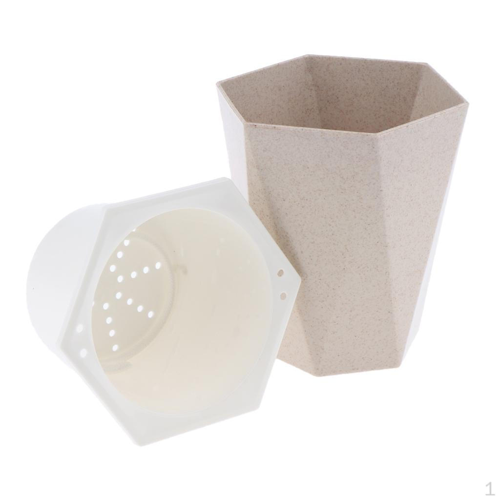 Automatic Water Absorption Flowerpot Creative Fiber Hydroponics Potted Rhombus Flower Pot Container Beige - M