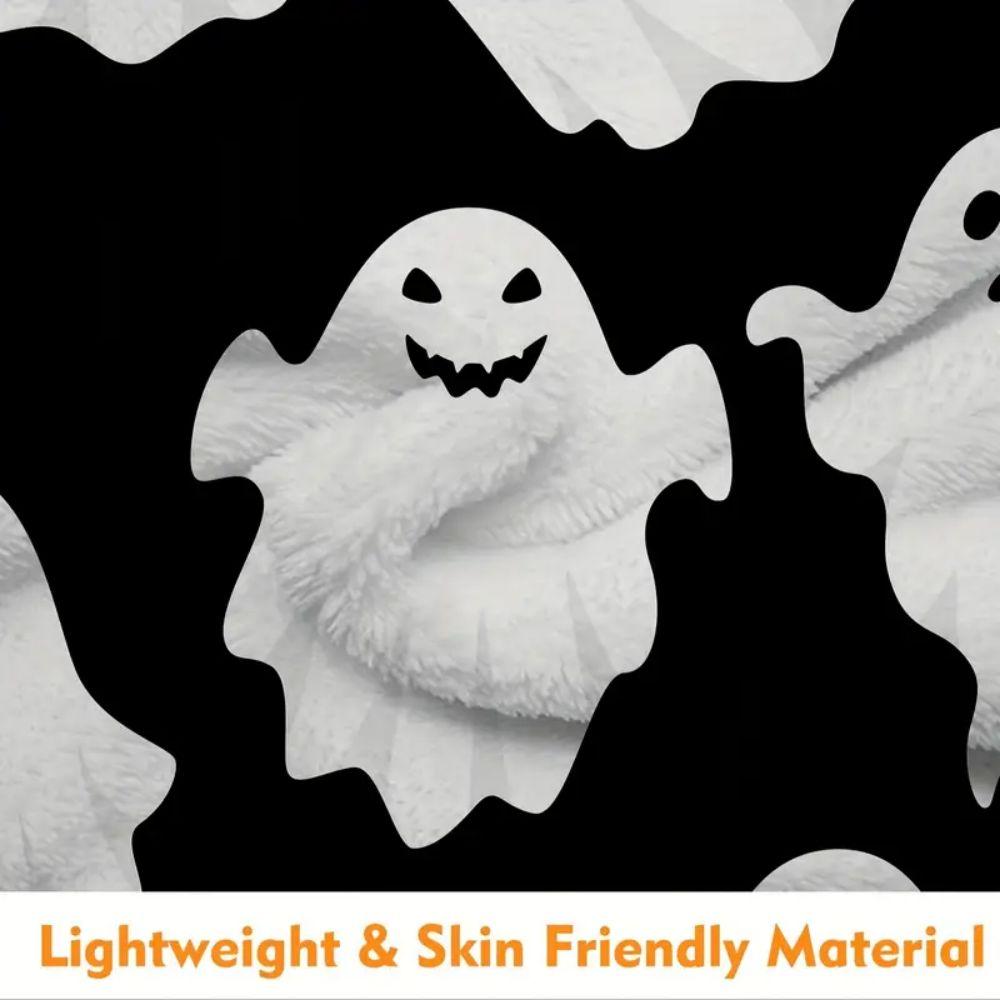Halloween Cute Spoopy Ghosts Candy Blanket Flannel Autumn Portable Lightweight Thin Throw Blanket Sofa Travel Bedding Throws