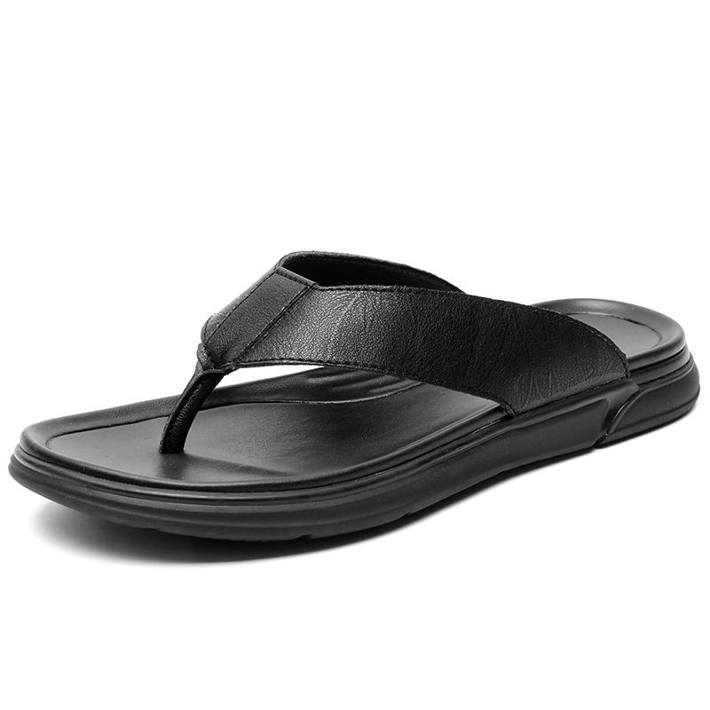 

Модные мужские летние пляжные крутые прогулочные туфли из кожи, удобные мужские шлепанцы, минималистичные тапочки для мужчин 2024 года, пляжная праздничная обувь 44 чёрный