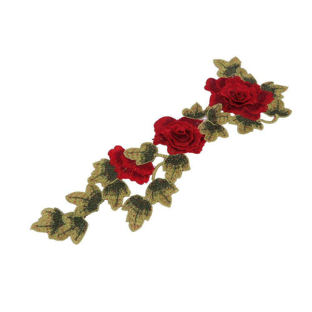 2pcs Delicate Flower Details Iron On Patches Bright Color Embroidery Sew on Patches  For DIY Crafts