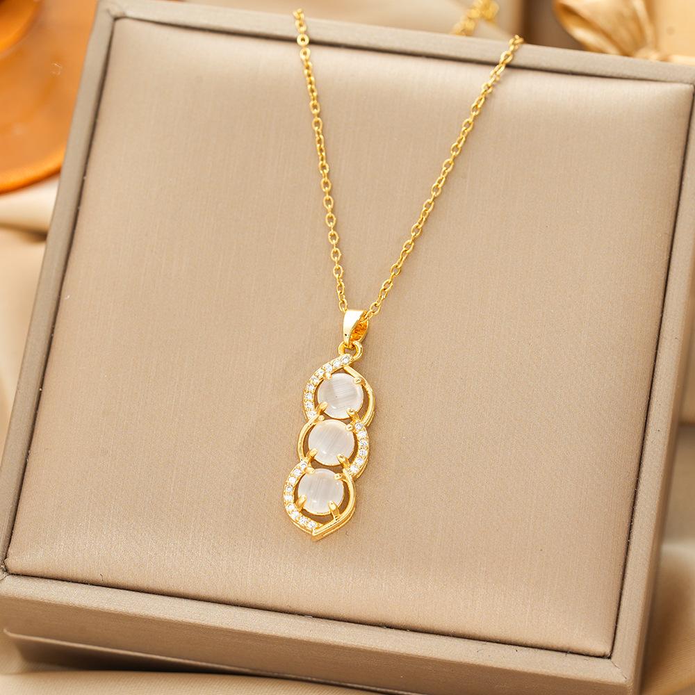 Japan and South Korea Simple Popular Wind Titanium Steel Necklace Female Niche Exquisite Internet Celebrity Zircon Clavicle Chain High-end Jewelry