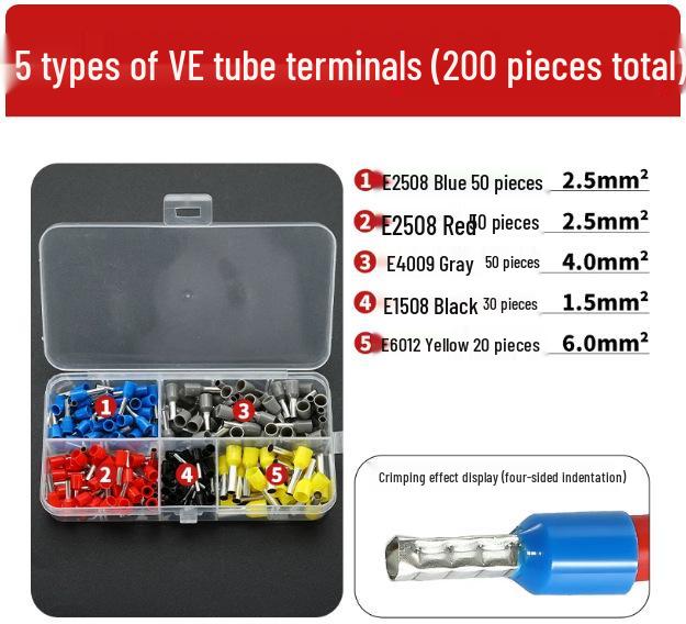 VE Tube Pre-Insulated Terminal Set with Crimping Pliers & Switch Socket Panel