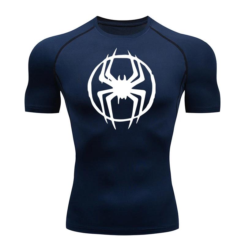 

Компресійні футболки з графікою павука для чоловіків, футболка для тренувань у залі, для бігу, літні атлетичні футболки з швидким висиханням, топи, рашгард з коротким рукавом XXL