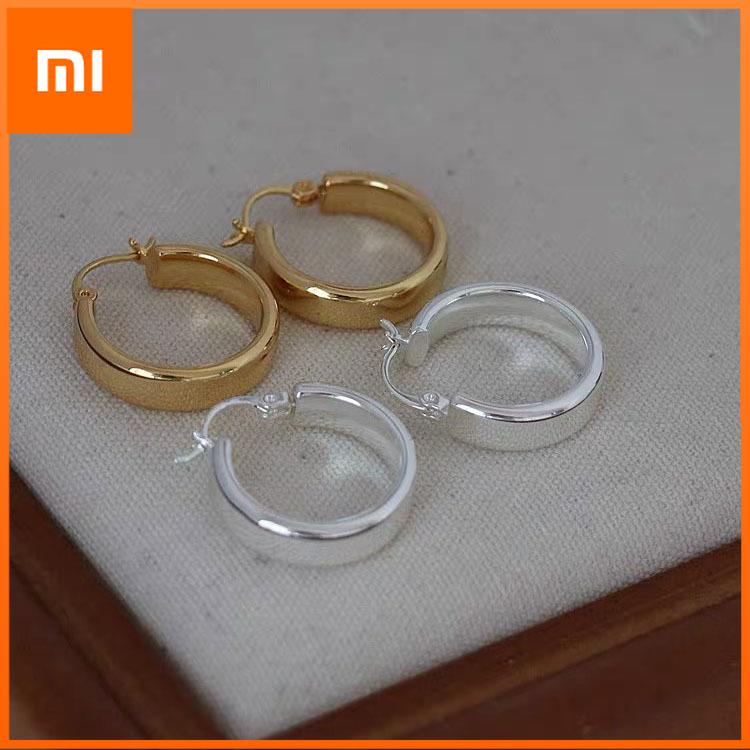 Xiaomi BF CLUB 925 Sterling Silver Earrings For Women Trendy Gold Circle Earring Fine Jewelry Prevent Allergy Party Accessories