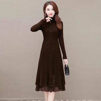 Pullover Lace Sweater Women Autumn and Winter Imitation Mink Wool Sweater Over the Knee Medium Long Sweater Female