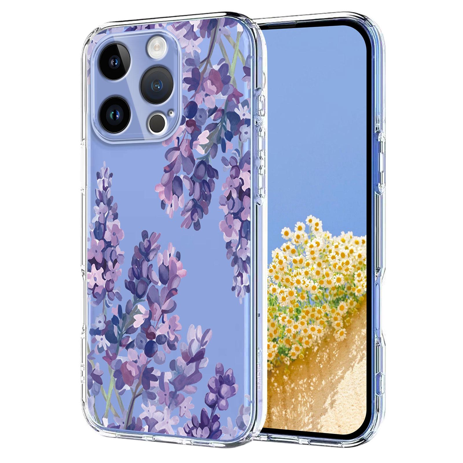 

For iPhone 16 Pro Max Case Butterfly Floral Pattern Printing TPU Phone Back Cover Wisteria