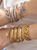 18K Gold-Plated Stainless Steel Round Pendant Bracelet with Zircon Inlay for Women - Popular European & American Style