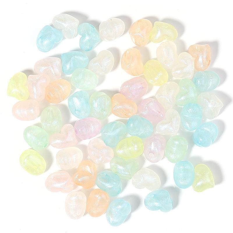 Acrylic Translucent Candy Color Heart & Star Beads, 100 Pieces/Pack, DIY Bracelets Small Pendants.