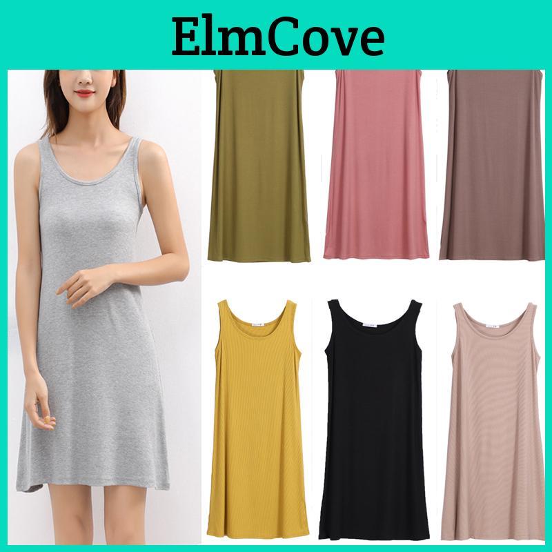 Comfortable Women Loose Midi Dress Long Tank Stretch Casual Sleeveless Design
