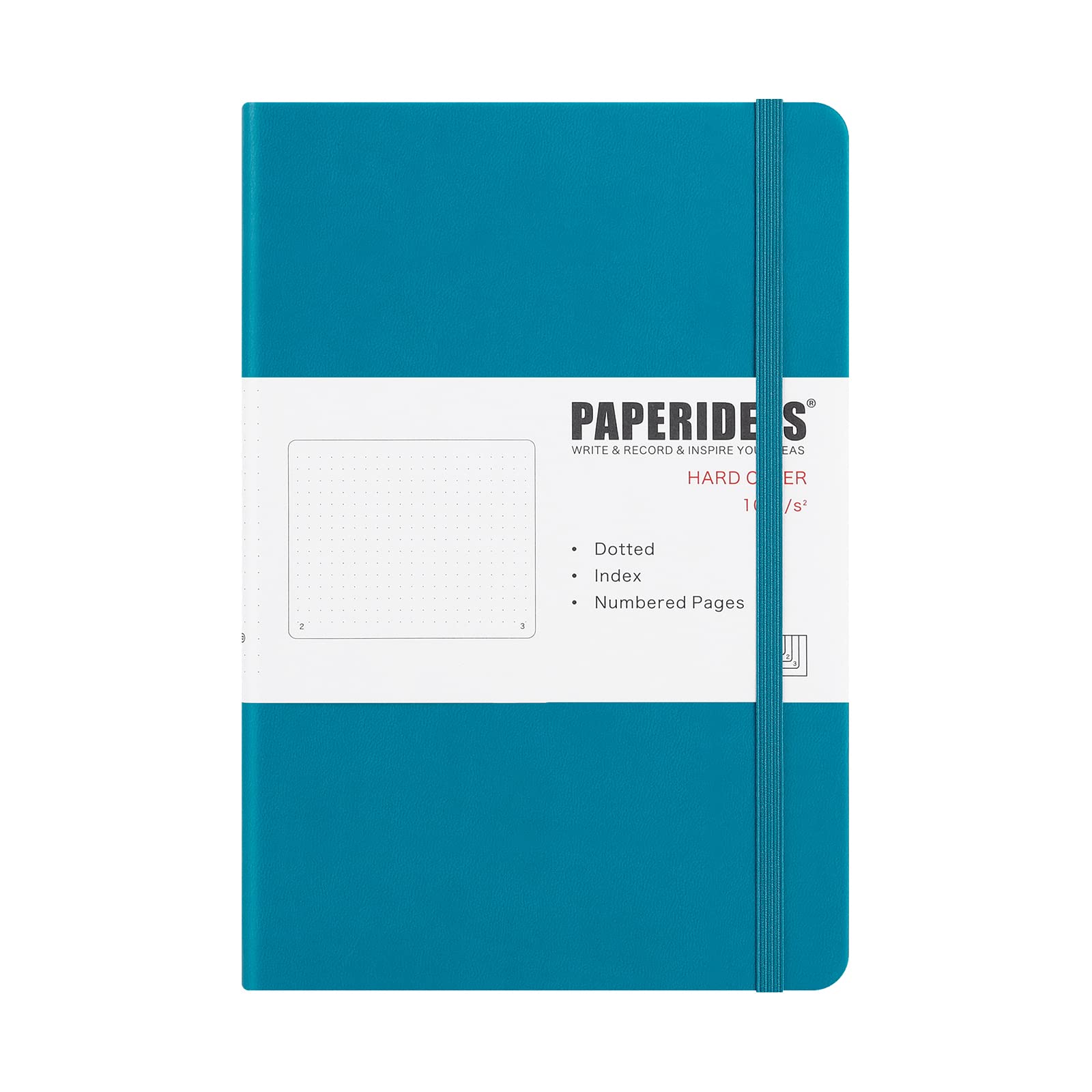 

Блокнот PAPERIDEAS A5 в твердом переплете с эластичной лентой для нумерации страниц Малахитовый (Точки, зеленые)