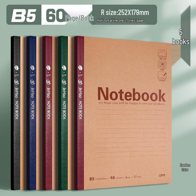 A5 Thickened Soft Cover Lined Notebook - Wireless Glue Bound Wrap-Around for College Students and Classroom Use