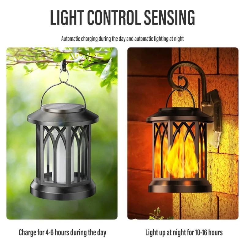 2/4PCS Solar Flame Hanging Lamp Waterproof Outdoor Light with Flickering Effect for Garden Patio Yard Path Christmas Decor