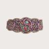 New Taiji Pattern Bead Elastic Buckle Waist Belt, Heavy Industry Bohemian Ethnic Style Women's Belt
