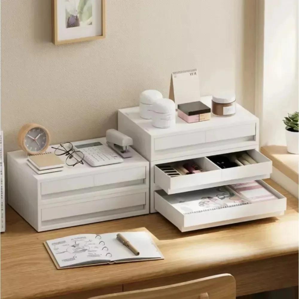 Desktop Storage Box Stackable White Storage Box Household Stationery Storage Multi-functional Storage Box Japanese Storage Box