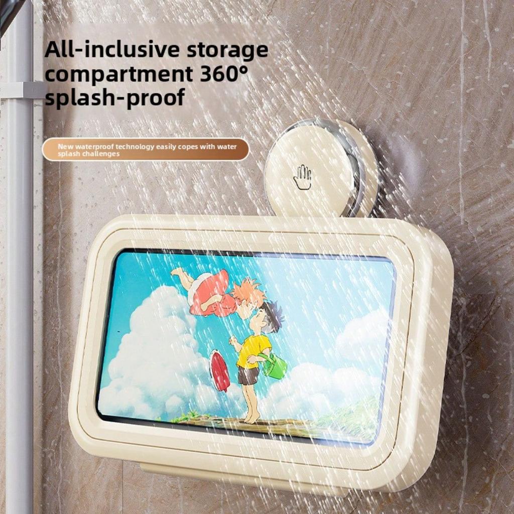 Suction cup bathroom mobile phone holder waterproof mobile phone case mobile phone holder toilet toilet wall-mounted bath rack
