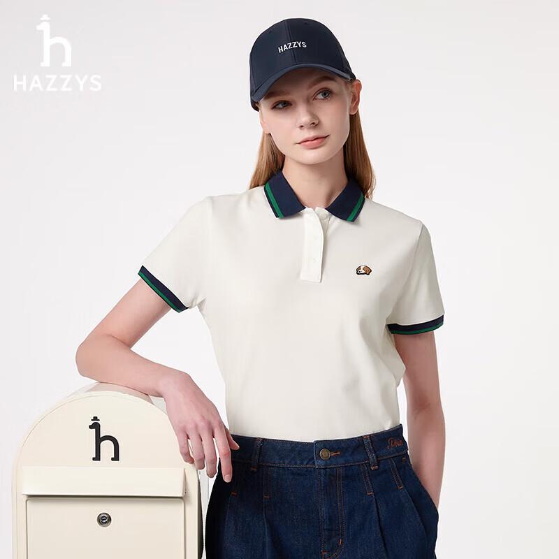 HAZZYS Women's 2025 Summer Contrast Short Sleeve Polo Shirt