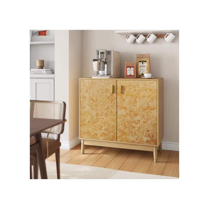 Freestanding Sideboard - MUVOE - 2 Doors - Solid Wood - Adjustable - Contemporary Design