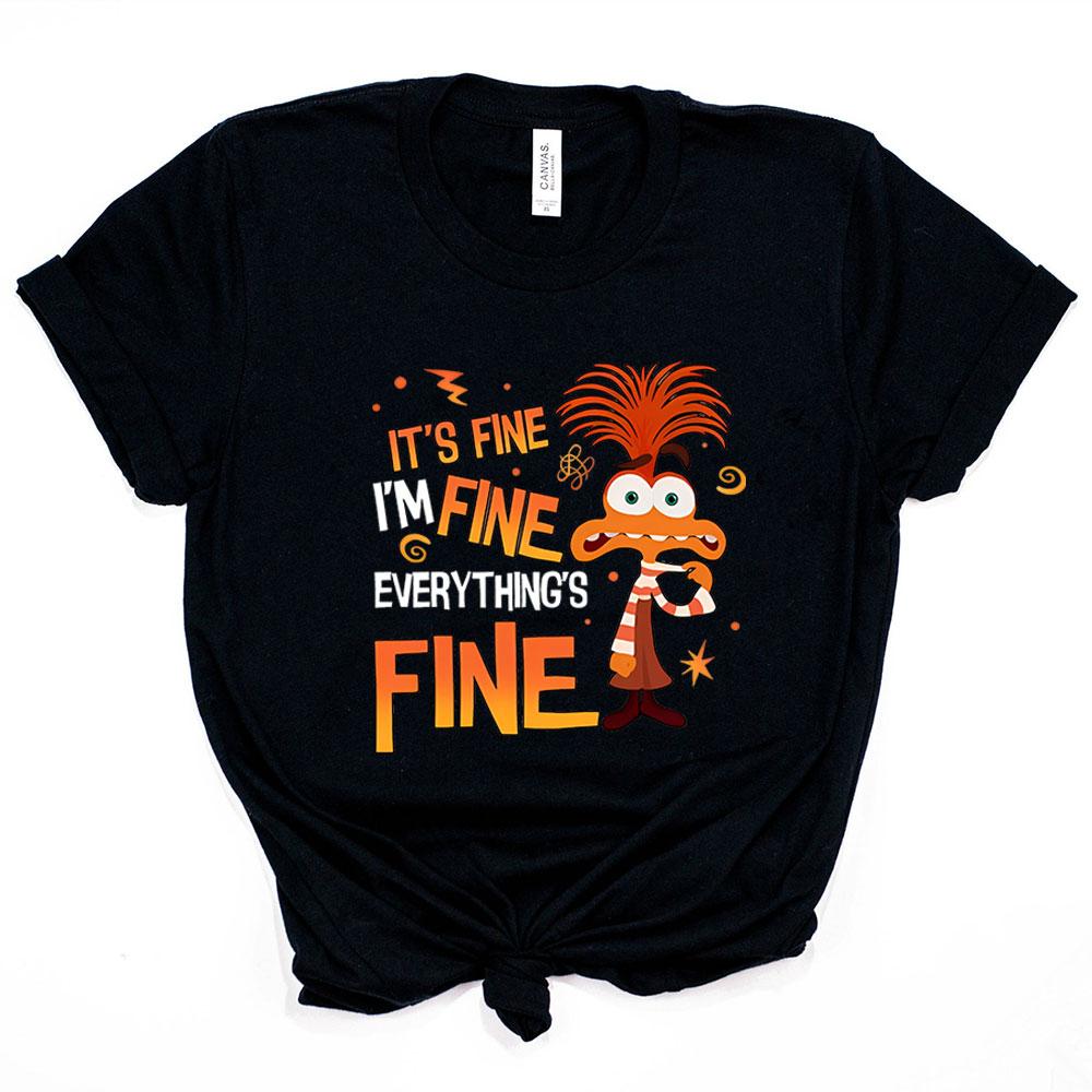 

Anxiety Shirt Inside Out 2 TShirt Everything Is Fine Anxiety Inside Out Emotions Shirts Retro Unisextal Health Family Vacation Tee S