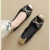 Xiaoxiangfengba French Mary Jane PU Bow One Pedal Light Mouth Muffin Bottom Low Heel Round Head Low Top Shoes Rubber