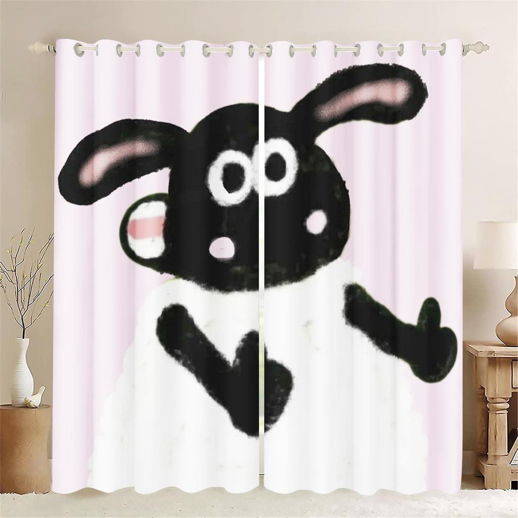 Cartoon Sheep Curtain Home Cute Printing Polyester Curtains Living Room Bedroom Heat Sun Protection Perfect For Sitting