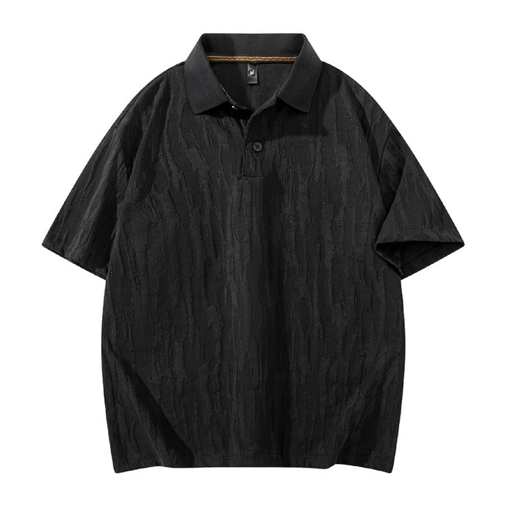 Men’s Short Sleeve Polo Shirt with Subtle Pattern Classic Fit Soft Knit Fabric Comfortable Collar Design