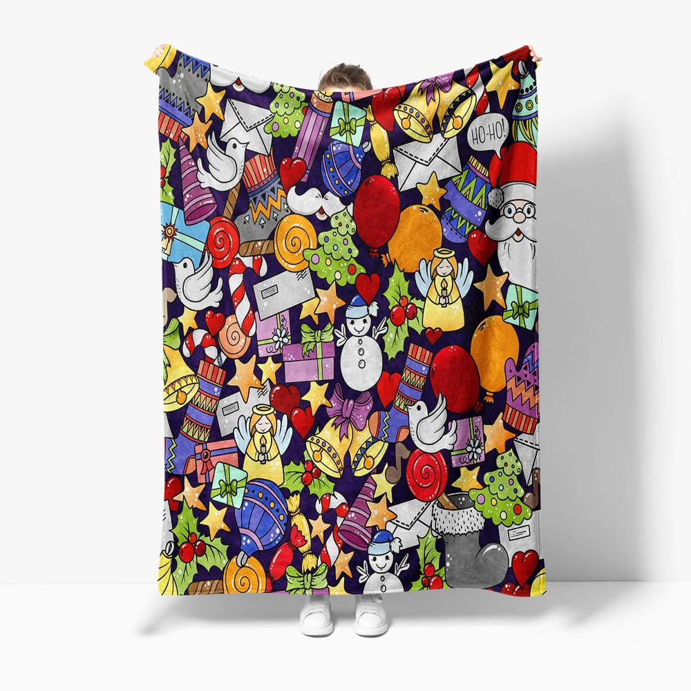 Cozy Throw Blanket Soft Flannel Warm Fuzzy Blanket Cute Patterned Home Decor Bedding Living Room Dorm Room Gift