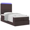 Enjoy Restful Nights with This Ottoman Bed with Mattress and LEDs In Dark Brown 100 X 200 Cm Fabric