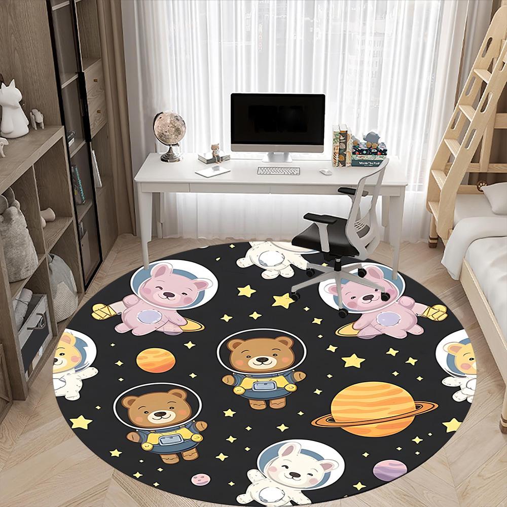 1PC Space Bears Chair Carpet for Office, Indoor Non-Slip Washable Carpet, Soft Comfortable Mat For Office Room Yy250930194