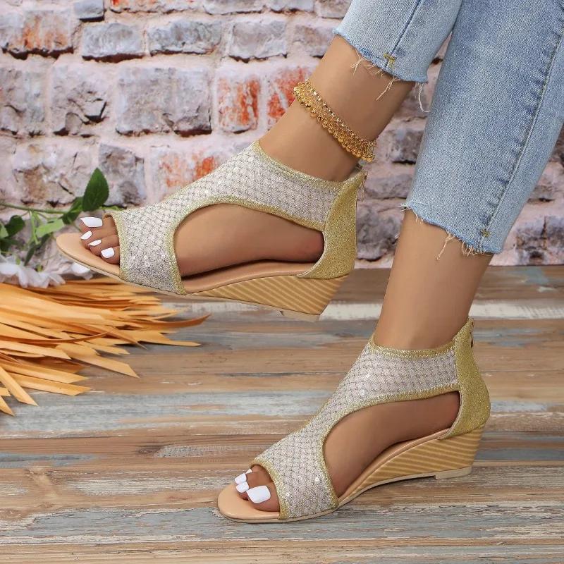 Fashion Wedges Shoes for Women 2024 Summer Comfortable and Breathable Women's Roman Sandals Casual Fashion Gladiator Sandals Zapatos
