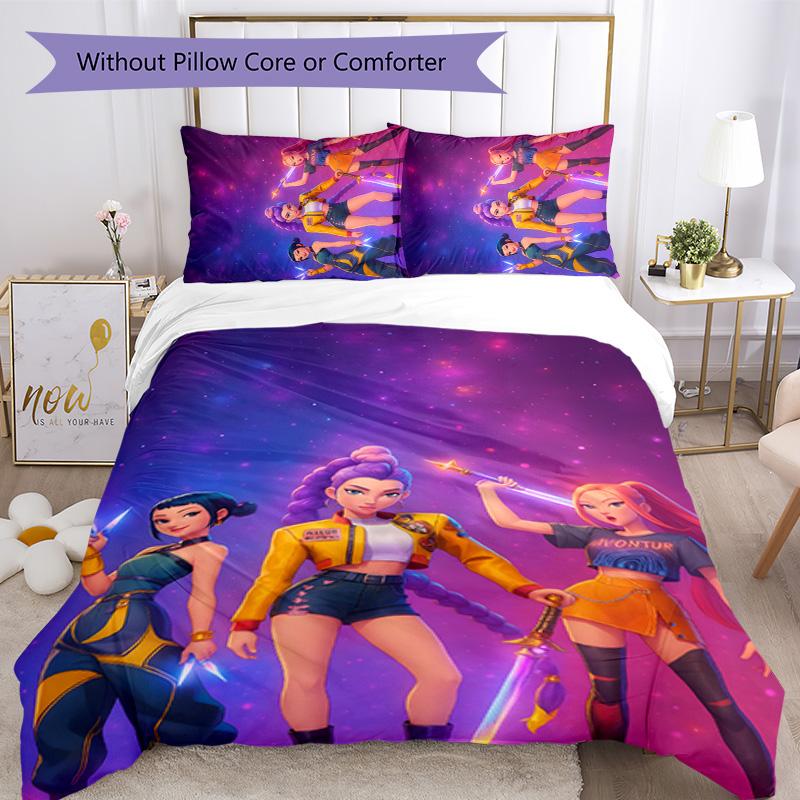 Set Biancheria da Letto KPOP Hunter 3 Pezzi Copripiumino Chiusura Include 1 Copripiumino & 2 Federe per Tutte le Stagioni Camera da Letto Casa Arredamento Stanza del Dormitorio