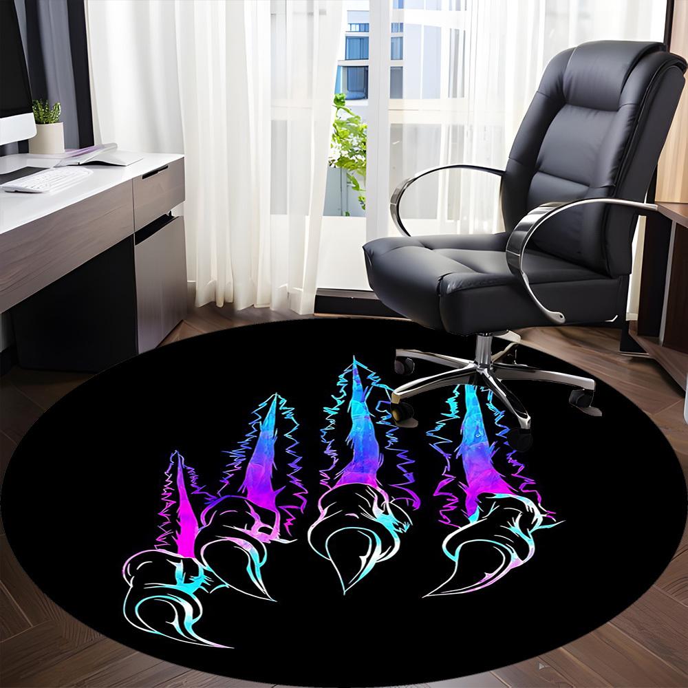 1pc Claw Marks Office Round Area Rug, Mat Suitable For Office, Under Office Chairs Bedroom Living Room Home Decor, Room Deco