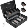 Indian Factory Metal Cash Box with Combination Lock, Money and Coin Organizer for Shop, Office and Home, Black, 30 X 8.9 X 21.6 Centimeters