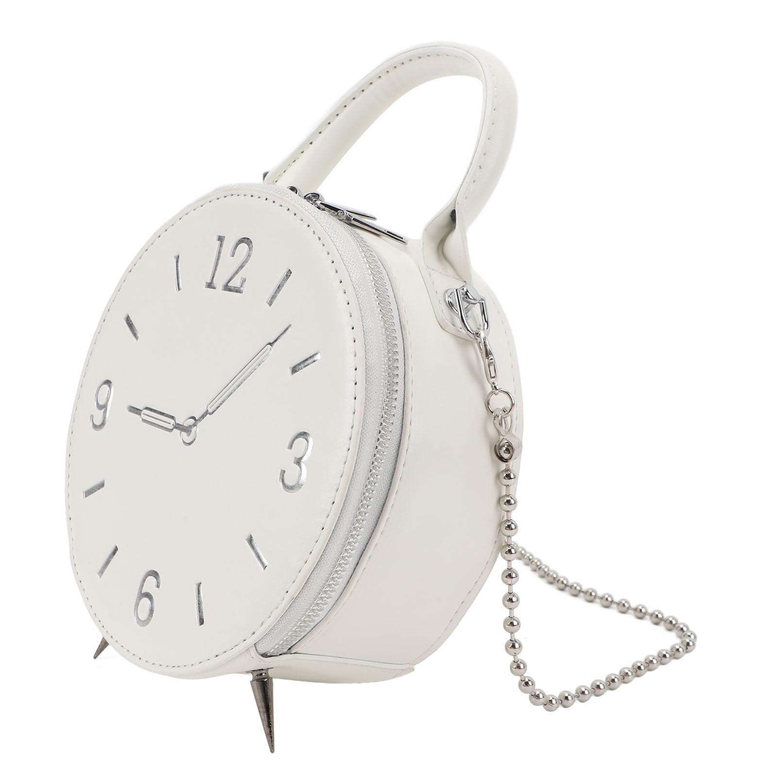 Shoulder Bag for Women PU Leather Waterproof Modern Clock Handbag Small Cell Phone Purse with 2 Way for Daily Use 1390₽