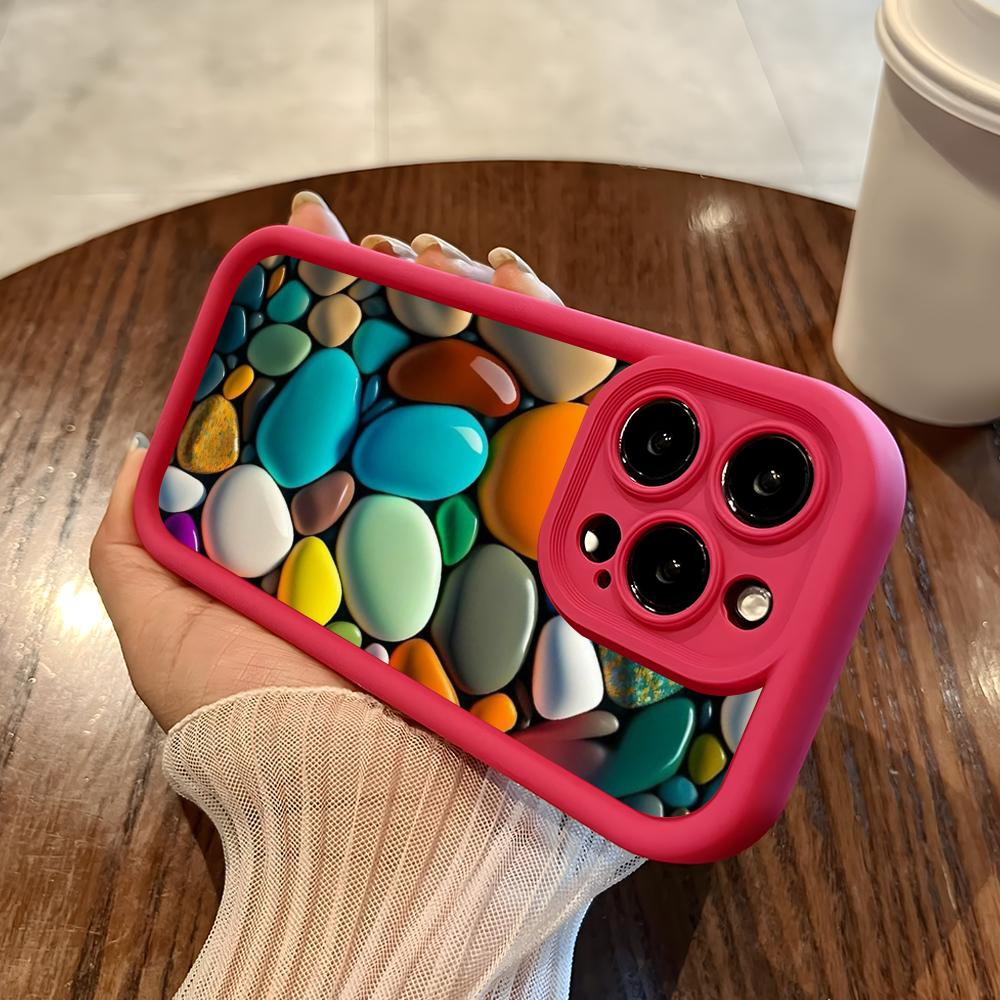 Aesthetic Stones Mobile Phone Case for iPhone 17 16 15 14 13 12 11 Air Pro Max Plus Thicken TPU Colorful Cover Luxury Cellphones