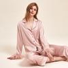 Set Pigiama da Donna in Raso con Collo Manica Lunga Pantaloni Seta di Ghiaccio Leggero Pigiama Loungewear per la Casa