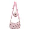 Corduroy Strawberry Print Shoulder Bag Fashion Girl Pillow Bag For Daily Casuals
