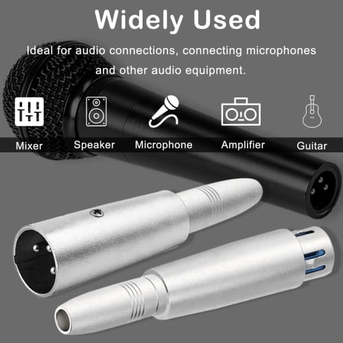 Xiatiaosann XLR 3-Pin Male to 6.35mm Female Converter Adapter Socket Audio Connector TRS Jack, XLR Female to 6.35mm Female Microphone Mixer Stereo Con