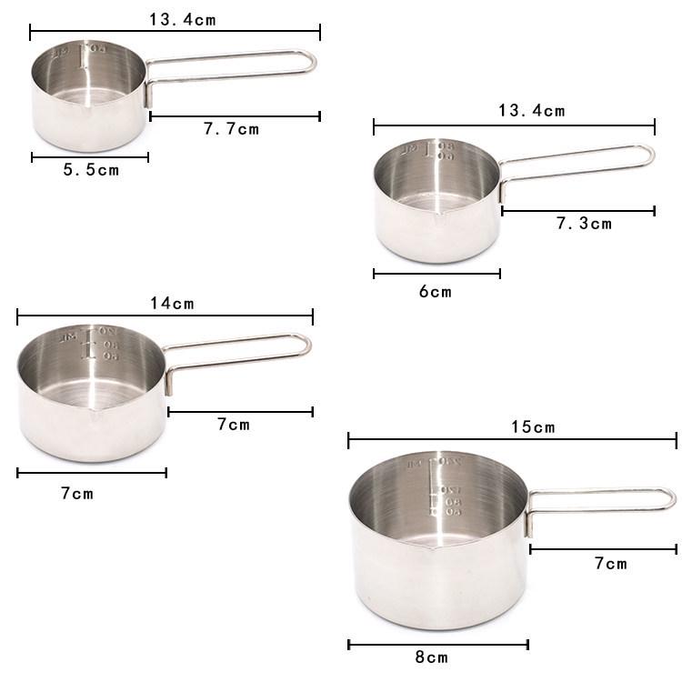 Stainless Steel Measuring Cups & Spoons Set - 4-Piece for Baking & Coffee Beans.