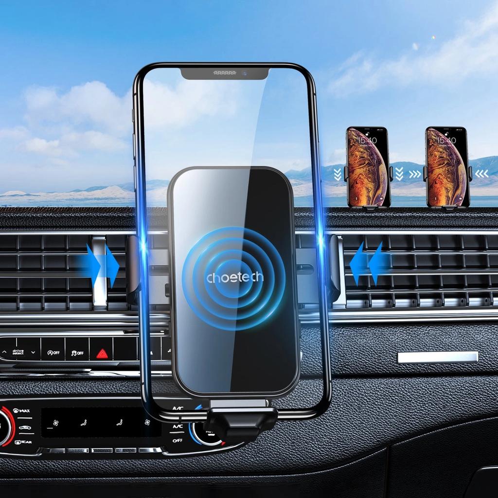 Choetech Ładowarka Indukcyjna Z Uchwytem + Magnetyczne Końcówki Czarny (T201-F)