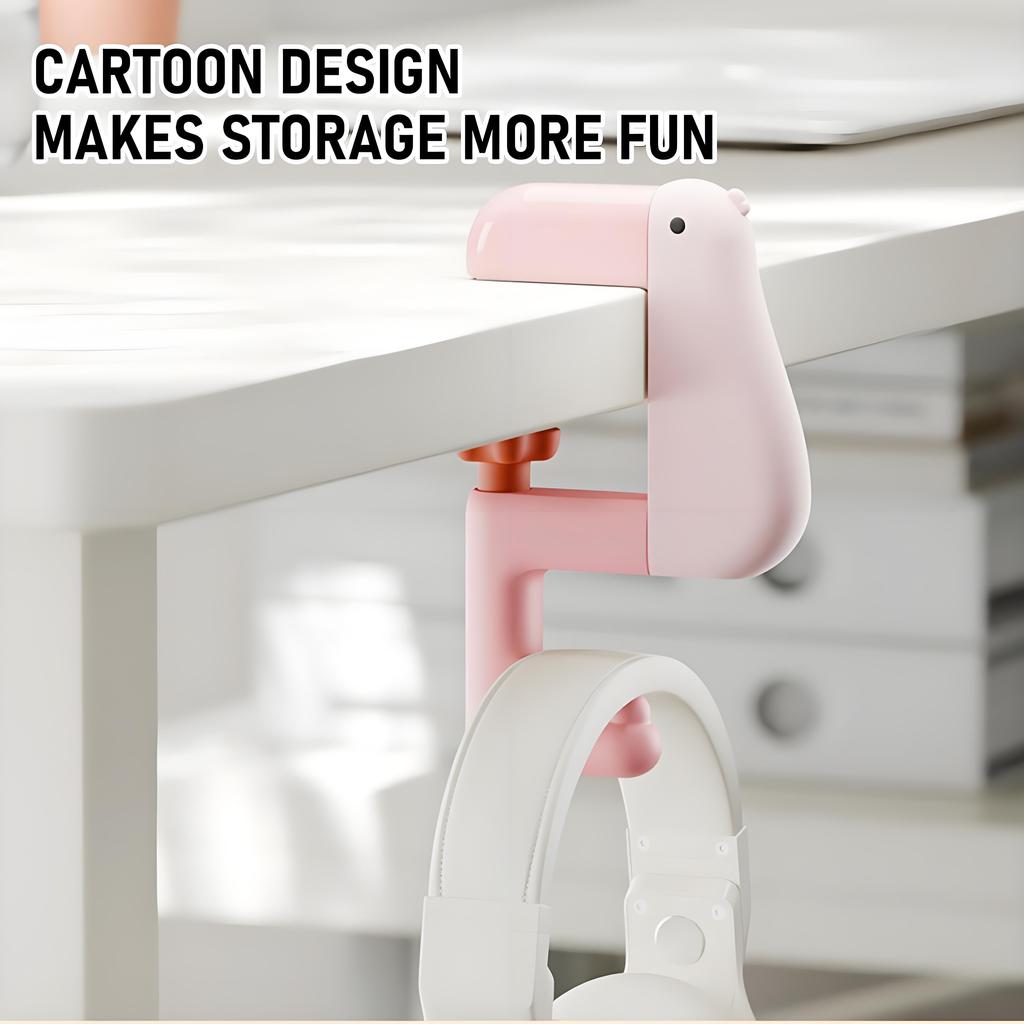 3PCS Cute Cartoon Multi-Purpose Duck Design Wall Hooks Hanger For Table Portable Folding Desk Stand Removable Reusable Backpack Hook