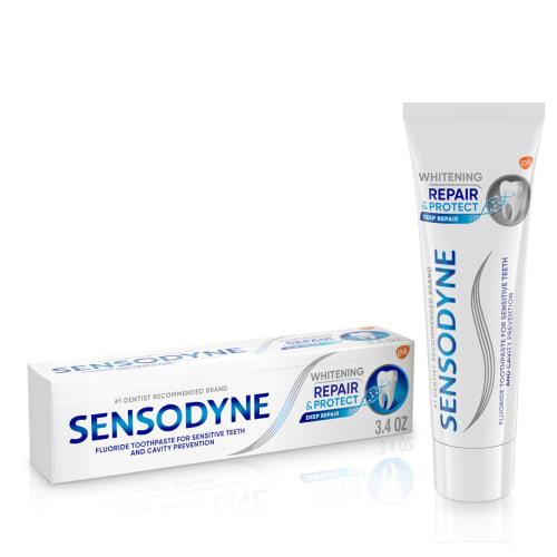 Sensodyne Whitening Toothpaste for Sensitive Teeth, Repair and Protect, 3.4 Oz Tube